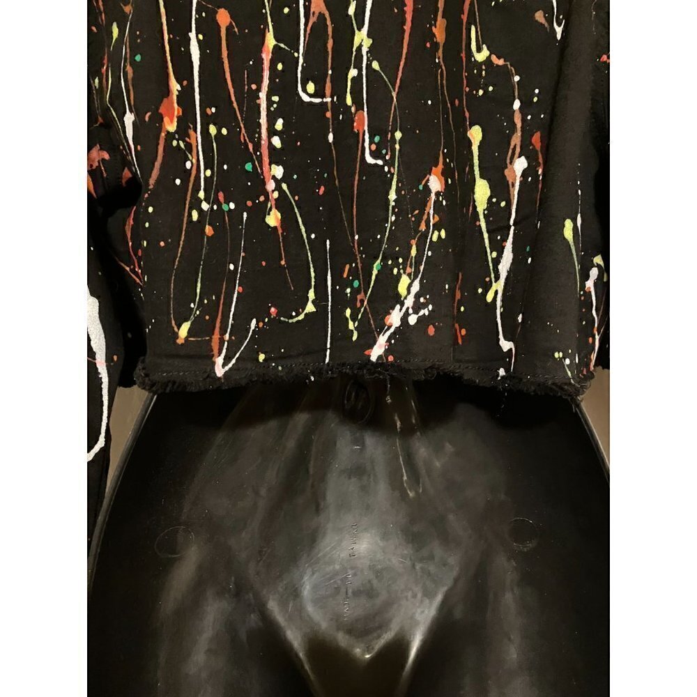 NWT Purple Candy Paint Splatter Cropped Denim Jacket L Rave Psychedelic POCKETS - Picture 10 of 13